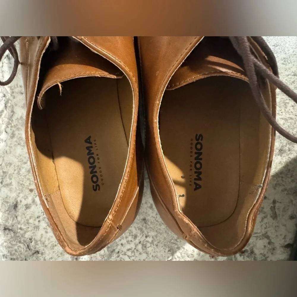 Sonoma Shoes Men’s 12M Brendan Dress Derby Oxford Brown Faux Leather Lace Up